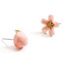 Pink Peach And Flower Enamel Stud Earrings