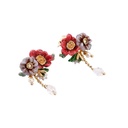 Flower Tassel Enamel Earrings