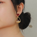 Swallow And Nest Crystal Asymmetrical Enamel Earrings