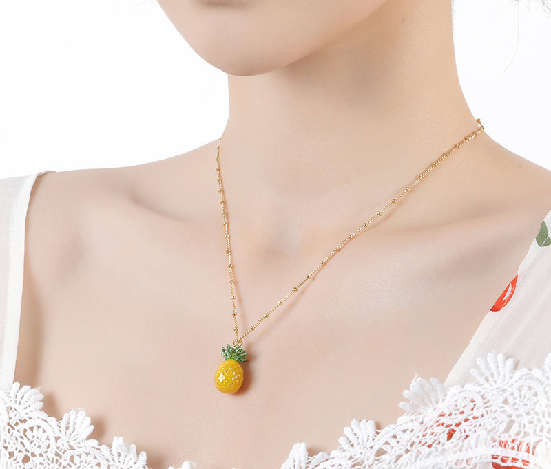 Fruit Pineapple Collarbone Enamel Necklace