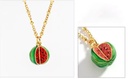Fruit Watermelon Pendant Enamel Necklace