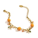 Orange Blossom Flower Enamel Charm Bracelet