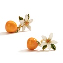 Orange Blossom Flower Enamel Stud Earrings