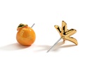 Orange And Flower Enamel Stud Earrings