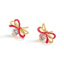 Bow And Crystal Enamel Stud Earrings