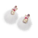 Cute Cat Kitty Kitten Pearl Asymmetrical Stud Earrings