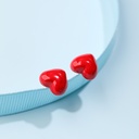Red Heart Enamel Stud Earrings