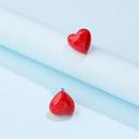 Red Heart Enamel Stud Earrings