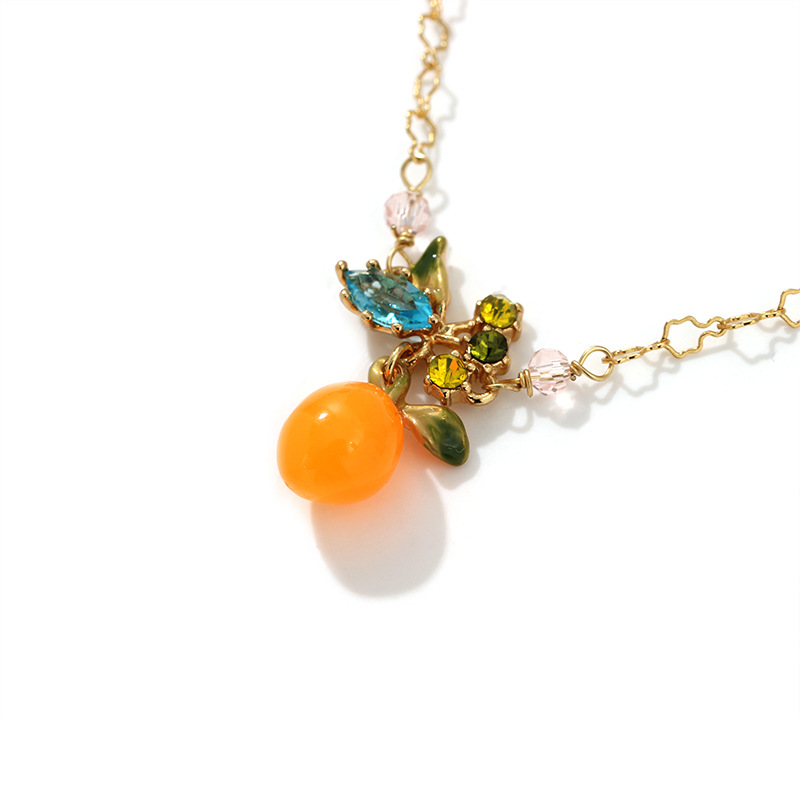 Orange Blossom Flower Enamel Charm Bracelet