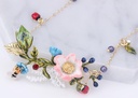Flower Branch With Caterpillar Butterfly Enamel Necklace