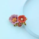 Purple Red Flower And Stone Enamel Brooch Jewelry Gift