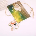 Enamel Glaze Snow White Deer Cartoon Character Pendant Necklace