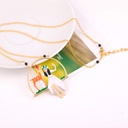 Enamel Glaze Snow White Deer Cartoon Character Pendant Necklace