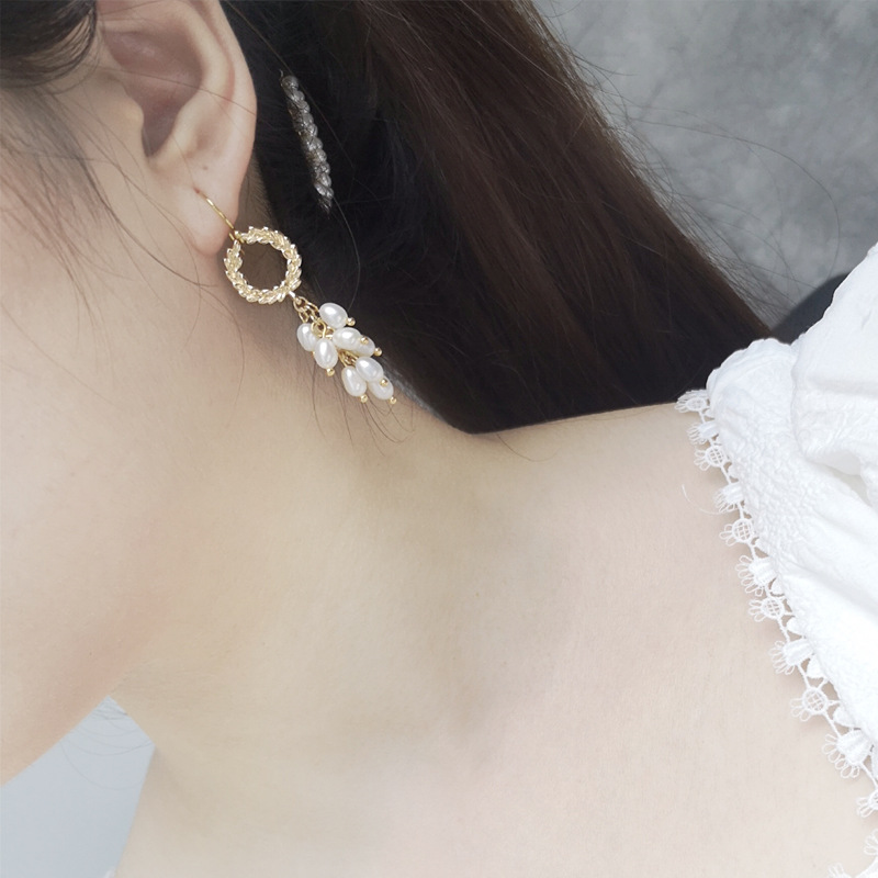 Freshwater Pearl Wheat Ears Bridesmaids Wedding Jewelry Earrings