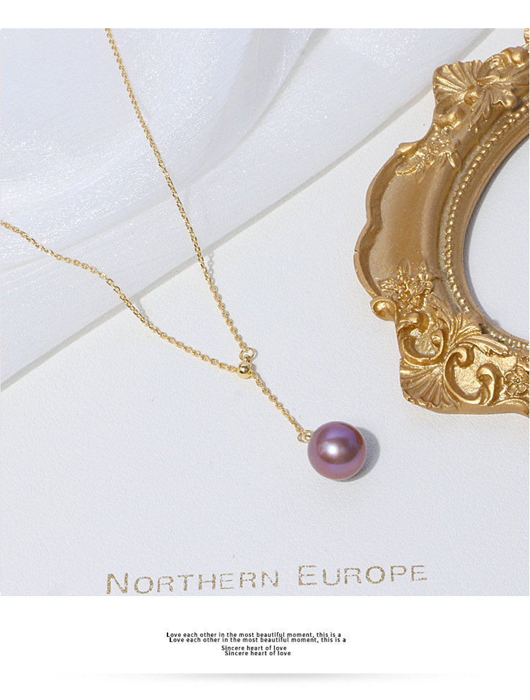 Freshwater Edison Purple Pearl Pendant Gold Filled Necklace