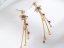 Fireworks Pearl Star Beads Tassel Enamel earrings