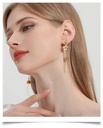 Orange Blossom Flower Tassel Asymmetrical Enamel Stud Earrings
