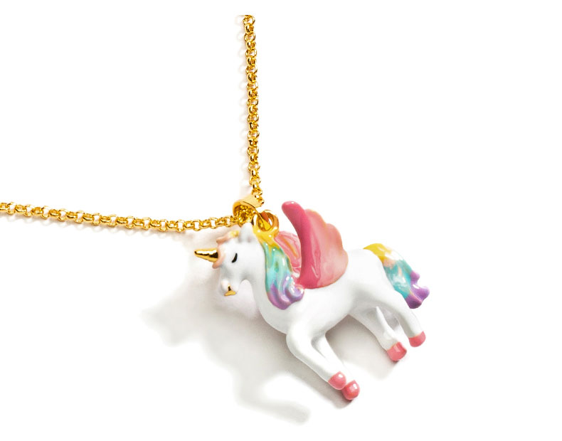 Colorful Unicorn Cute Horse Enamel Pendant Necklace