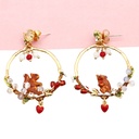 Cute Squirrel 925 Silver Enamel Earrings Jewelry Stud Earrings