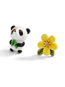 Cute Panda With Bamboo And Flower Enamel Stud Earrings