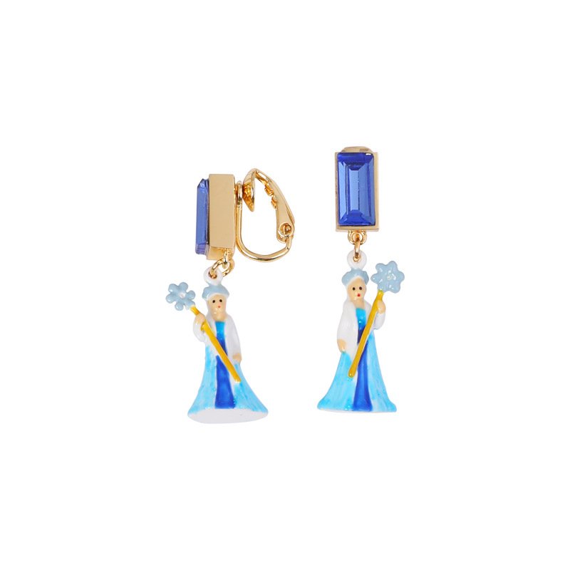 Dairy Queen Crystal Enamel Earrings Jewelry Stud Clip Earrings