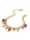 Fruit Peach Strawberry Orange And Crystal Enamel Charm Bracelet