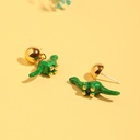 Daisy Flower Circle Ladybug Enamel Stud Clip Earrings