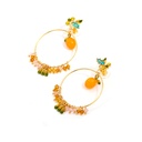 Orange Tangerine And Crystal Enamel Dangle Earrings