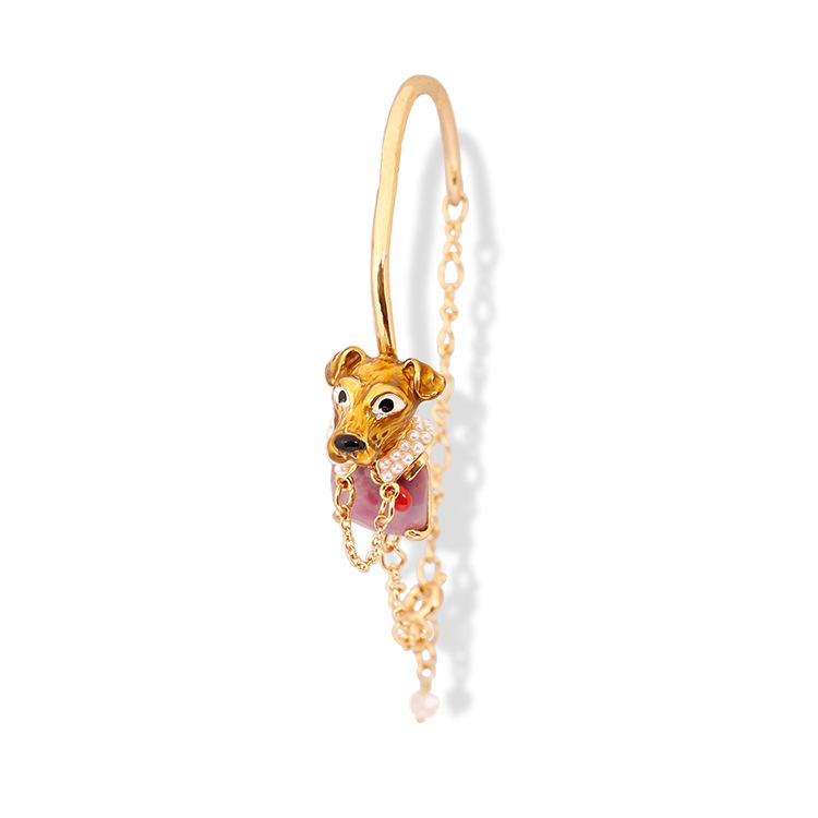 Dog Puppy Cat Kitten Gem Gold Plated Jewelry Enamel Bracelet