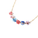 Pansy Red Pink Blue Purple Colorful Flower Enamel Necklace