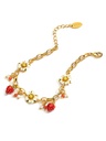 Fruit Strawberry And Flower Enamel Charm Bracelet