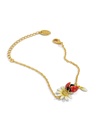 Daisy White Flower And Ladybug Enamel Thin Bracelet