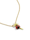 Daisy White Flower And Ladybug Enamel Pendant Necklace