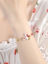 Rabbit Cute Bunny With Flower And Mushroom Enamel Thin Bracelet