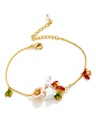 Rabbit Cute Bunny With Flower And Mushroom Enamel Thin Bracelet