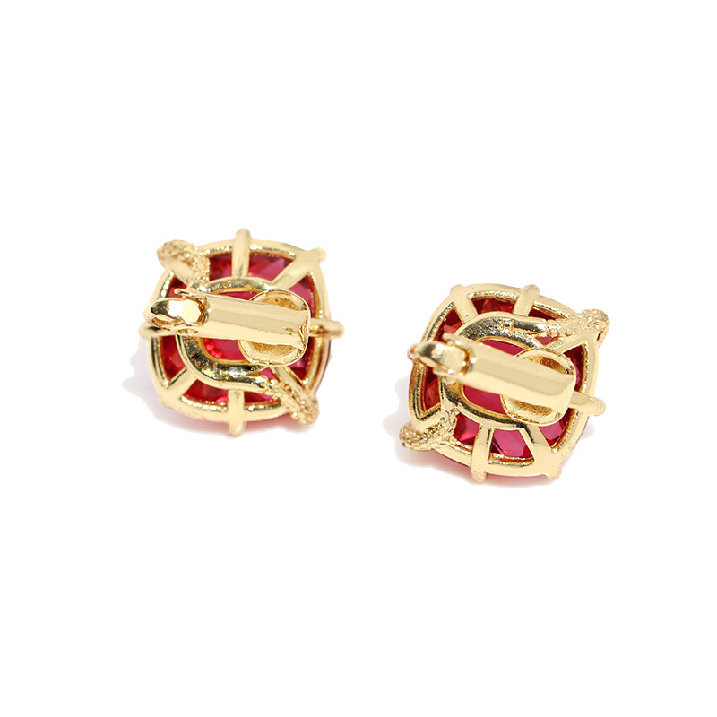 Red Rhinestone Crystal Snake Shape Gold Plated Earrings