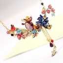Enamel Anime Cactus Purple Crystal Festive Bird Complex Design Necklace
