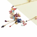 Enamel Anime Cactus Purple Crystal Festive Bird Complex Design Necklace