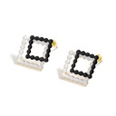 White and Black Diamond Shape Enamel Stud Earrings Jewelry Gift