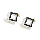 White and Black Diamond Shape Enamel Stud Earrings Jewelry Gift