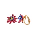 Enamel Flower 925 Silver Needle Earrings Jewelry Stud Clip Earrings
