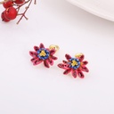 Enamel Flower 925 Silver Needle Earrings Jewelry Stud Clip Earrings