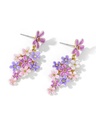 Purple Pink Flower And Crystal Enamel Dangle Earrings Jewelry Gift