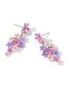 Purple Pink Flower And Crystal Enamel Dangle Earrings Jewelry Gift