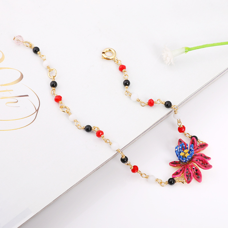 Enamel Flower Beads Jewelry Enamel Bracelet