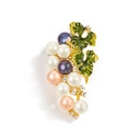 White Purple Pink Pearl And Green Leaf Enamel Brooch Jewelry Gift