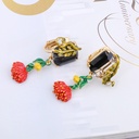 Enamel Flower Gem Enamel Earrings Jewelry Stud Clip Earrings