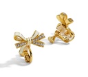 Black Bow And Crystal Enamel Stud Earrings Jewelry Gift