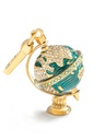 Green Blue Globe With Zircon Enamel Necklace Key Pendant With Chains Jewelry Gift