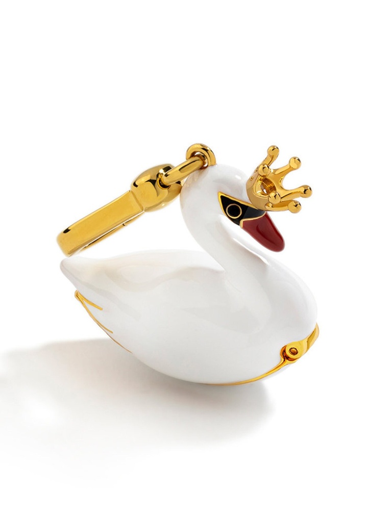 White Swan Enamel Necklace Key Pendant Jewelry Gift